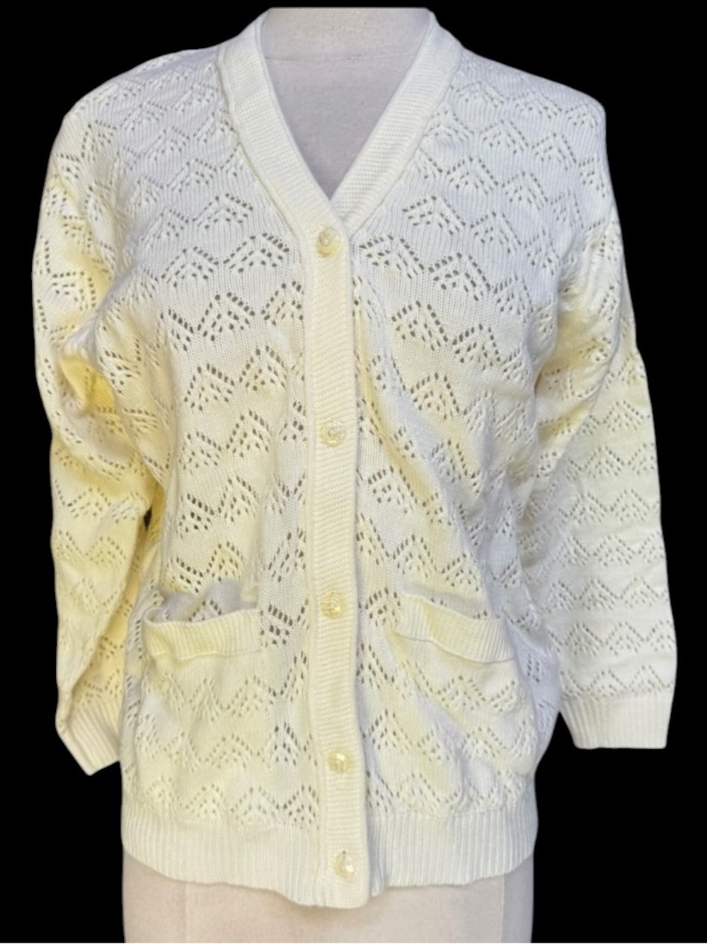 Vintage‎ Ivory Open Weave Cardigan